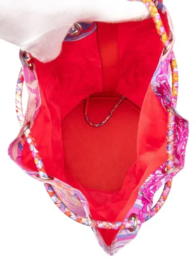 Pre-owned Hermes 2014 Silk Flamingo Party Sac Soie Cool 22 Bucket Bag In Orange