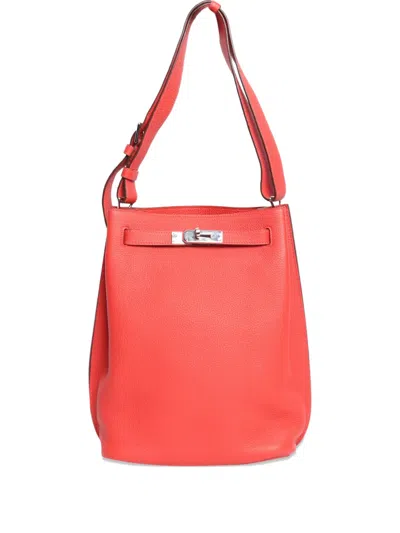 Pre-owned Hermes 2014 So Kelly Leather Shoulder Bag In Red