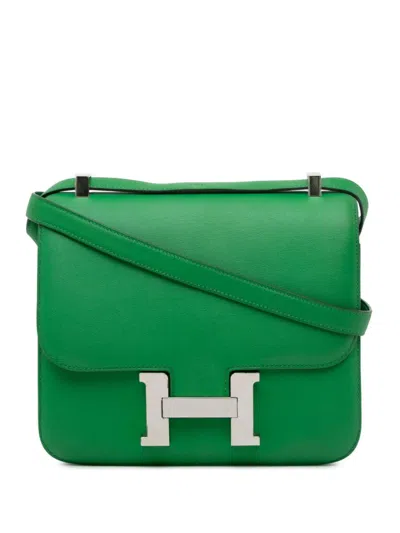Pre-owned Hermes 2014 Swift Constance 24 Crossbody Bag In Green