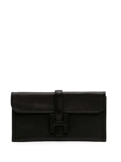 Pre-owned Hermes 2014 Swift Jige Elan 29 Clutch Bag In Black
