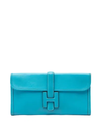 Pre-owned Hermes 2014 Swift Jige Elan 29 Clutch Bag In Blue