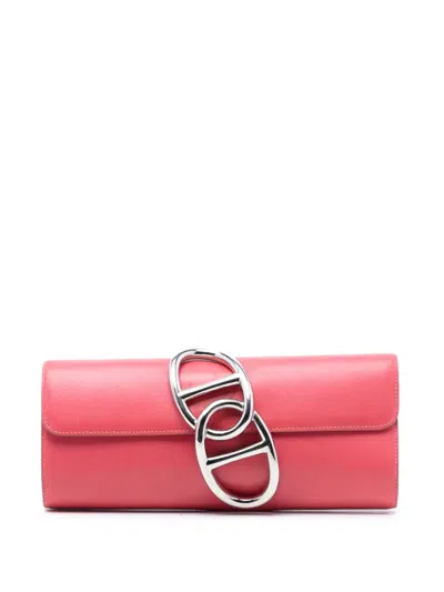 Pre-owned Hermes 2014 Tadelakt Egee Clutch Bag In Pink