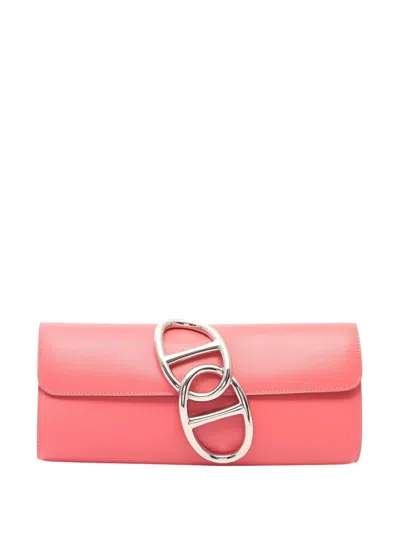 Pre-owned Hermes 2014 Tadelakt Egee Clutch Bag In Pink