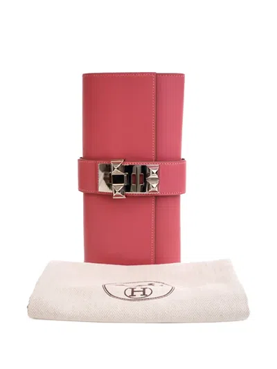 Pre-owned Hermes 2014 Tadelakt Medor 23 Clutch Bag In Pink