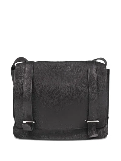 Pre-owned Hermes 2014 Taurillon Clemence Steve Caporal 27 Shoulder Bag In Black