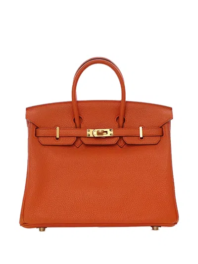 Pre-owned Hermes 2014 Togo Birkin Retourne 25 Handbag In Orange