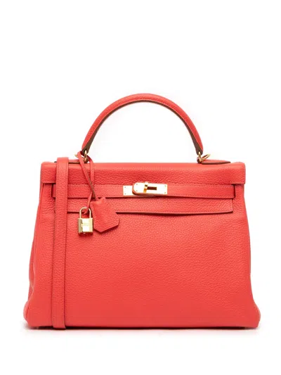 Pre-owned Hermes 2014 Togo Kelly Ii Retourne 32 Satchel In Red