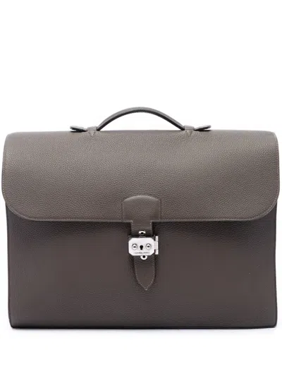 Pre-owned Hermes 2014 Togo Sac A Depeches 38 Business Bag In Brown