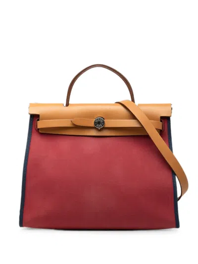 Pre-owned Hermes 2014 Toile Herbag Zip 31 Satchel In Red