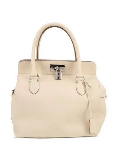 Pre-owned Hermes 2014 Toolbox 26 Two-way Handbag In White