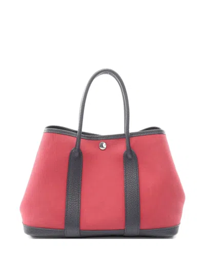 Pre-owned Hermes 2014 Tpm Garden Party Tote Bag In Red