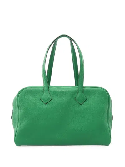 Pre-owned Hermes 2014 Victoria Ii 35 Tote Bag In Green