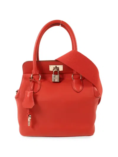 Pre-owned Hermes 2015 20 Tool Box Tote Bag In Red