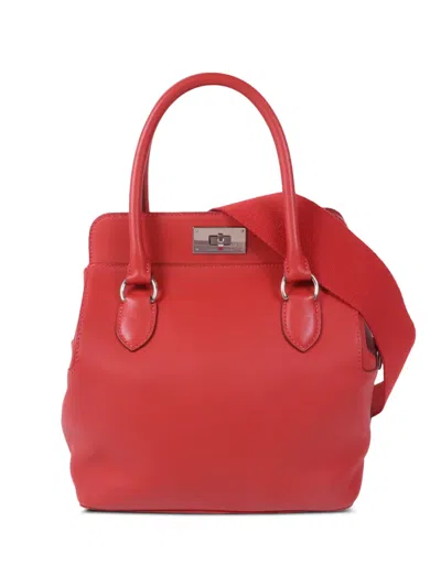 Pre-owned Hermes 2015 20 Toolbox Tote Bag In Red