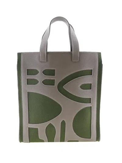 Pre-owned Hermes 2015-2025 Epsom And Felt Petit H Skeleton Vertical Gm Tote Bag In Brown