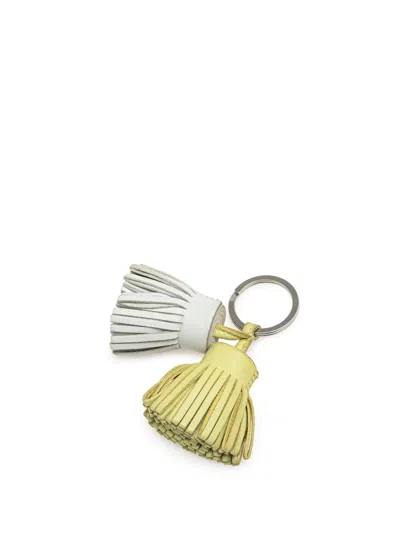 Pre-owned Hermes 2015-2025 Milo Lambskin Carmen Uno Dos Ring Key Holder In Grey