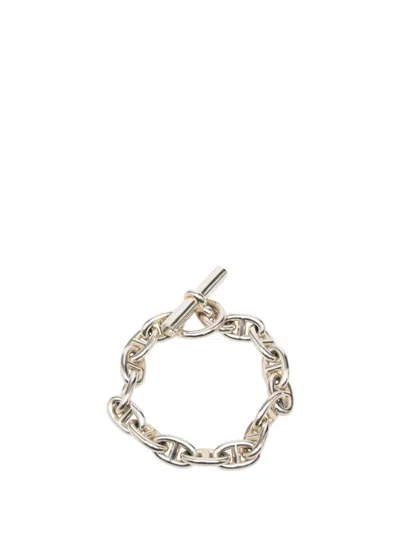Pre-owned Hermes 2015-2025 Sterling Silver Chaine D'ancre Medium Bracelet