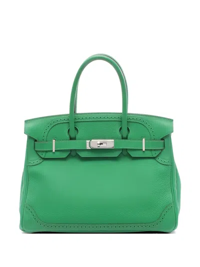 Pre-owned Hermes 2015 30 Birkin Gillies Leather Tote Bag In Green