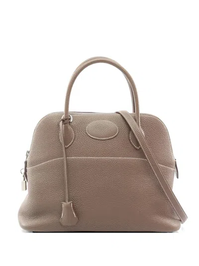Pre-owned Hermes 2015 31 Bolide Two-way Leather Handbag In Neutral