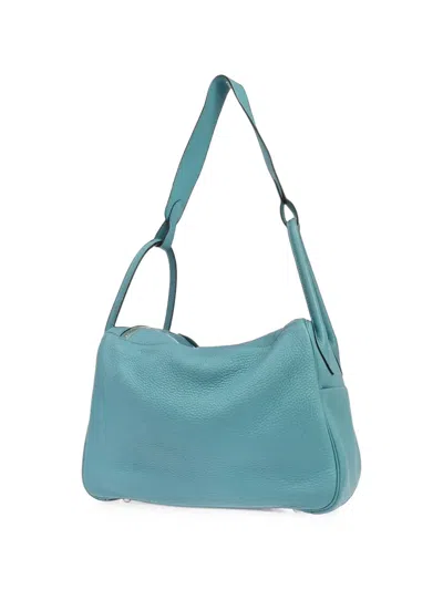 Pre-owned Hermes 2015 34 Lindy Taurillon Clemence Shoulder Bag In Blue