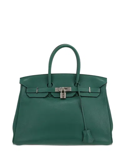 Pre-owned Hermes 2015 35 Birkin Handbag In Green