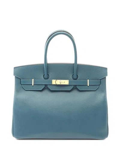 Pre-owned Hermes 2015 35 Birkin Tote Bag In Blue
