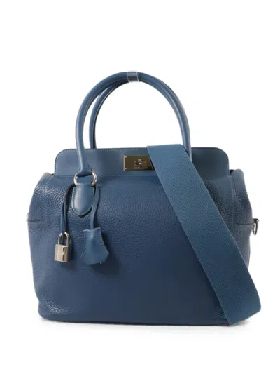 Pre-owned Hermes 2015 36 Toolbox Tote Bag In Green
