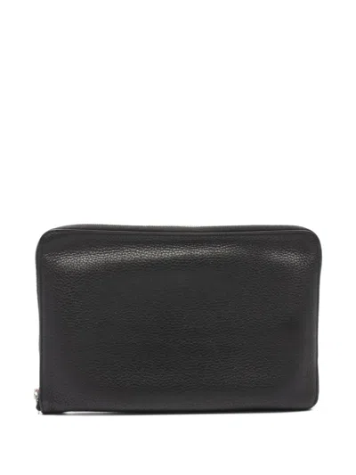 Pre-owned Hermes 2015 Azap Tgm Leather Zip Wallet In Black