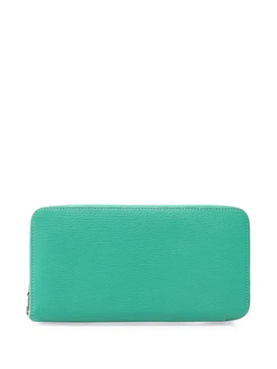 Pre-owned Hermes 2015 Azap Wallet In Green