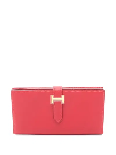 Pre-owned Hermes 2015 Bearn Wallet In Red
