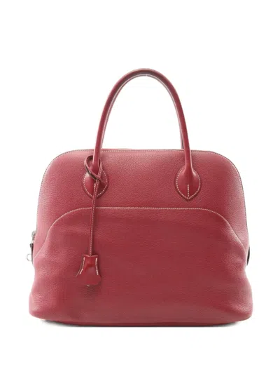 Pre-owned Hermes 2015 Bolide Clemence Leather Handbag In Red