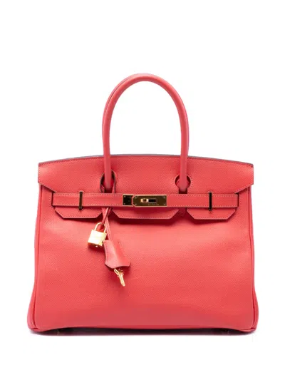 Pre-owned Hermes 2015 Clemence Birkin Retourne 30 Handbag In Red