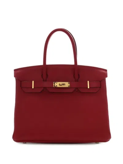 Pre-owned Hermes 2015 Clemence Birkin Retourne 30 Handbag In Red