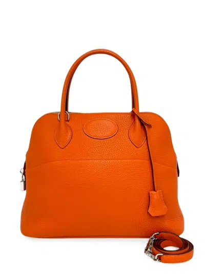 Pre-owned Hermes 2015 Clemence Bolide 31 Satchel In Orange