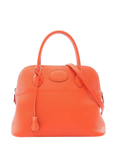 Pre-owned Hermes 2015 Clemence Bolide 31 Satchel In Orange