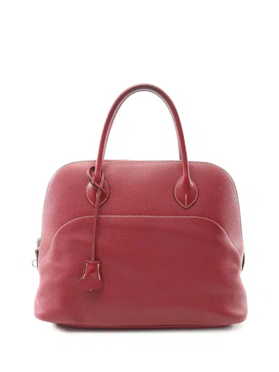 Pre-owned Hermes 2015 Clemence Bolide Relax 35 Handbag In Red