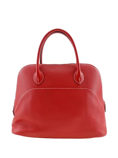 Pre-owned Hermes 2015 Clemence Bolide Relax 35 Handbag In Red