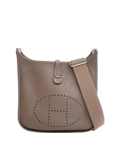 Pre-owned Hermes 2015 Clemence Evelyne Iii Pm Crossbody Bag In Brown