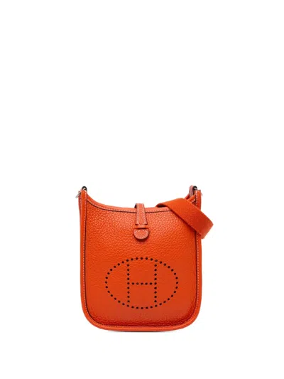 Pre-owned Hermes 2015 Clemence Evelyne Tpm 16 Crossbody Bag In Orange