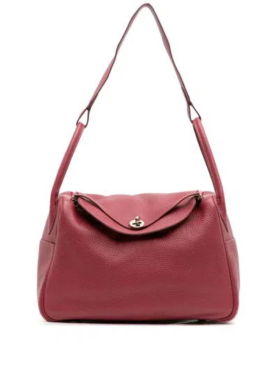 Pre-owned Hermes 2015 Clemence Lindy 34 Satchel In Red