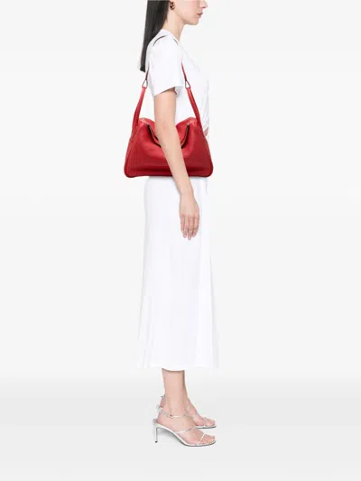Pre-owned Hermes 2015 Clemence Lindy 34 Satchel In Red