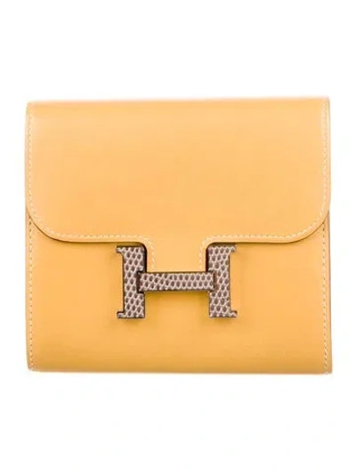 Pre-owned Hermes 2015 Constance Compact Wallet In Neutral