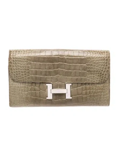 Pre-owned Hermes 2015 Constance Long Wallet In Grey