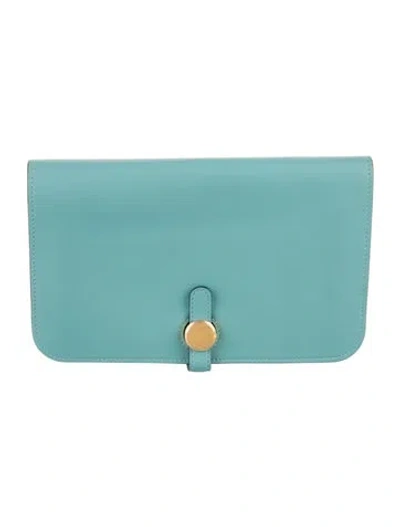 Pre-owned Hermes 2015 Dogon Long Wallet In Blue