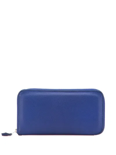 Pre-owned Hermes 2015 Epsom Azap Classique Wallet Long Wallets In Blue