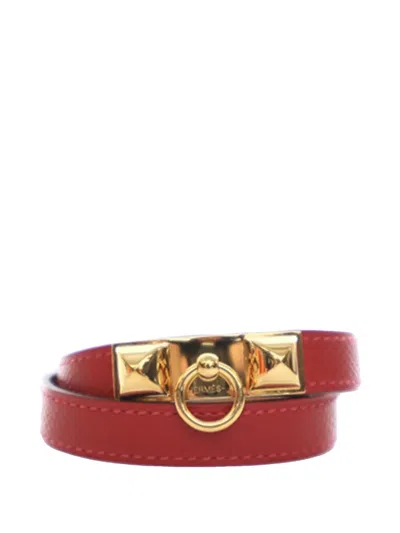 Pre-owned Hermes 2015 Epsom Rivale Double Tour Bracelet M Costume Bracelet In Gold