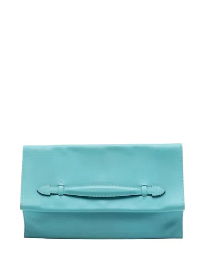 Pre-owned Hermes 2015 Evercolor Pliplat Clutch Bag In Blue