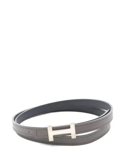 Pre-owned Hermes 2015 Focus H Reversible Belt In Black
