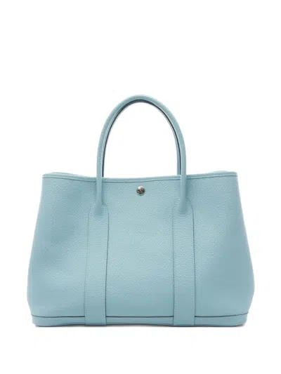 Pre-owned Hermes 2015 Garden Party Handbag In Blue