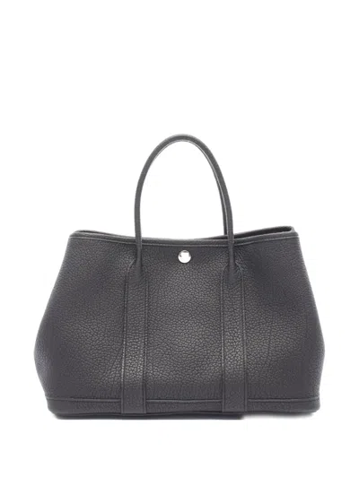 Pre-owned Hermes 2015 Garden Party Leather Handbag In Black